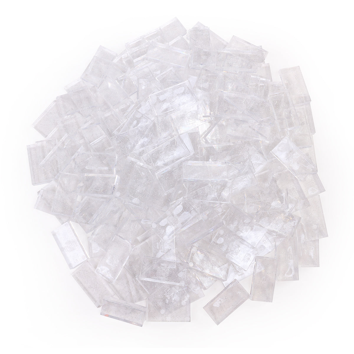 Clear glitter dominoes pile of bulk dominoes