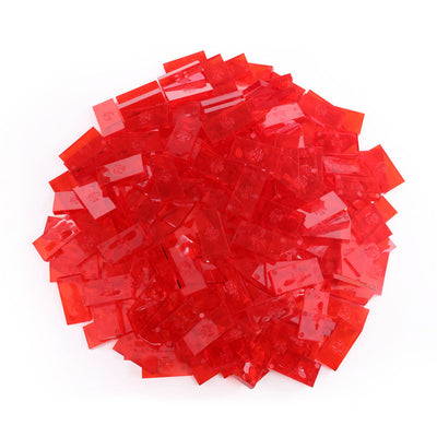 clear red dominoes of the bulk domino variety