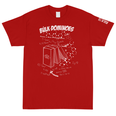Bulk Dominoes Tech style t shirt red topple your way to glory while wearing your best shirt