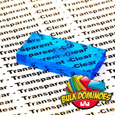 clear blue bulk dominoes close up