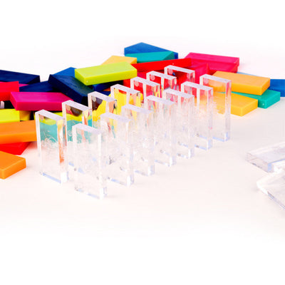 Clear Mixed assorted dominoes bulk dominoes clear castle structure solid pile