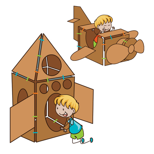 Box lox neon green with clips airplane and spaceship